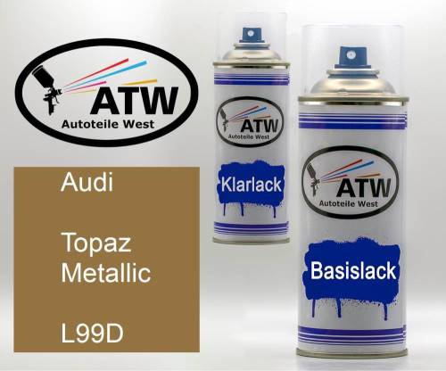 Audi, Topaz Metallic, L99D: 400ml Sprühdose + 400ml Klarlack - Set, von ATW Autoteile West.